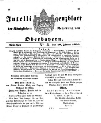 Intelligenzblatt der Königlichen Regierung von Oberbayern (Münchner Intelligenzblatt) Freitag 18. Januar 1850