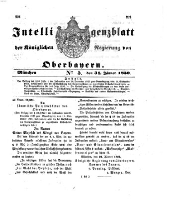 Intelligenzblatt der Königlichen Regierung von Oberbayern (Münchner Intelligenzblatt) Donnerstag 31. Januar 1850