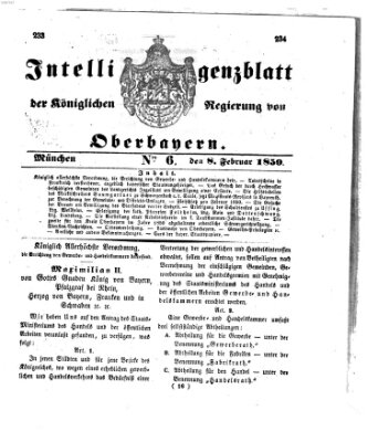 Intelligenzblatt der Königlichen Regierung von Oberbayern (Münchner Intelligenzblatt) Freitag 8. Februar 1850