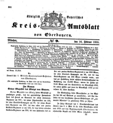 Königlich-bayerisches Kreis-Amtsblatt von Oberbayern (Münchner Intelligenzblatt) Freitag 16. Februar 1855