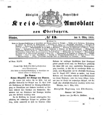 Königlich-bayerisches Kreis-Amtsblatt von Oberbayern (Münchner Intelligenzblatt) Freitag 9. März 1855