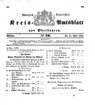 Königlich-bayerisches Kreis-Amtsblatt von Oberbayern (Münchner Intelligenzblatt) Montag 16. April 1855