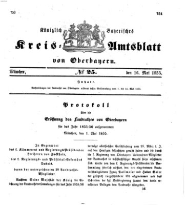 Königlich-bayerisches Kreis-Amtsblatt von Oberbayern (Münchner Intelligenzblatt) Mittwoch 16. Mai 1855