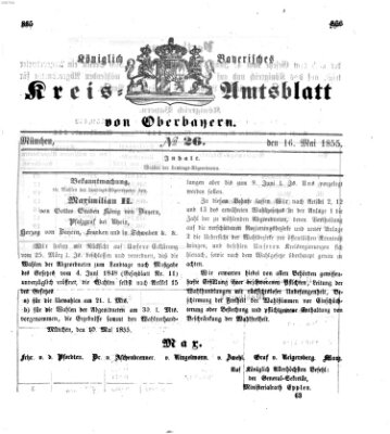 Königlich-bayerisches Kreis-Amtsblatt von Oberbayern (Münchner Intelligenzblatt) Mittwoch 16. Mai 1855