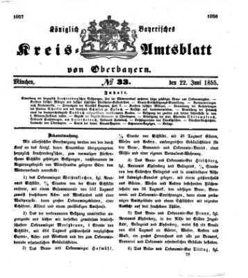 Königlich-bayerisches Kreis-Amtsblatt von Oberbayern (Münchner Intelligenzblatt) Freitag 22. Juni 1855