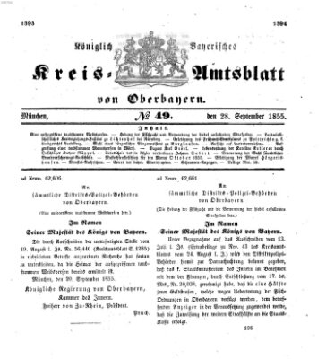 Königlich-bayerisches Kreis-Amtsblatt von Oberbayern (Münchner Intelligenzblatt) Freitag 28. September 1855