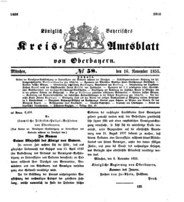 Königlich-bayerisches Kreis-Amtsblatt von Oberbayern (Münchner Intelligenzblatt) Freitag 16. November 1855