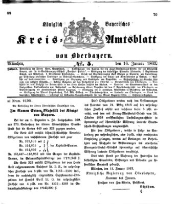 Königlich-bayerisches Kreis-Amtsblatt von Oberbayern (Münchner Intelligenzblatt) Freitag 16. Januar 1863