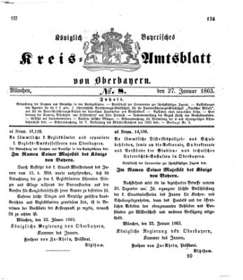 Königlich-bayerisches Kreis-Amtsblatt von Oberbayern (Münchner Intelligenzblatt) Dienstag 27. Januar 1863