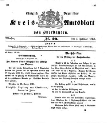 Königlich-bayerisches Kreis-Amtsblatt von Oberbayern (Münchner Intelligenzblatt) Dienstag 3. Februar 1863