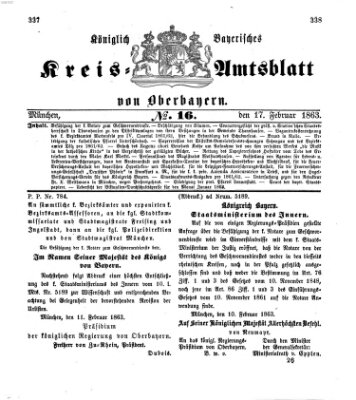 Königlich-bayerisches Kreis-Amtsblatt von Oberbayern (Münchner Intelligenzblatt) Dienstag 17. Februar 1863