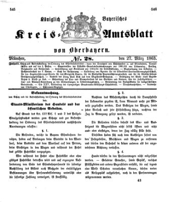 Königlich-bayerisches Kreis-Amtsblatt von Oberbayern (Münchner Intelligenzblatt) Freitag 27. März 1863