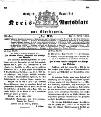 Königlich-bayerisches Kreis-Amtsblatt von Oberbayern (Münchner Intelligenzblatt) Dienstag 7. April 1863