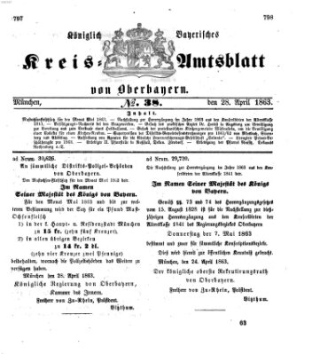 Königlich-bayerisches Kreis-Amtsblatt von Oberbayern (Münchner Intelligenzblatt) Dienstag 28. April 1863