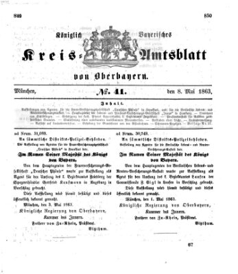 Königlich-bayerisches Kreis-Amtsblatt von Oberbayern (Münchner Intelligenzblatt) Freitag 8. Mai 1863