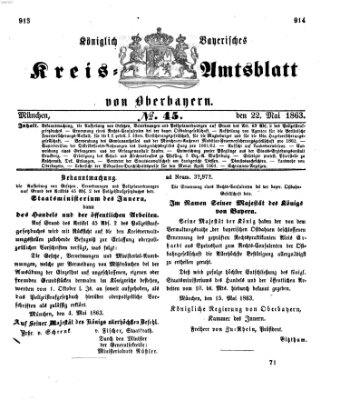 Königlich-bayerisches Kreis-Amtsblatt von Oberbayern (Münchner Intelligenzblatt) Freitag 22. Mai 1863