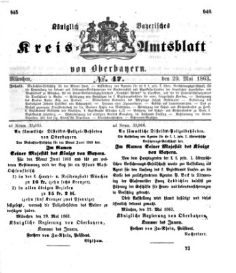 Königlich-bayerisches Kreis-Amtsblatt von Oberbayern (Münchner Intelligenzblatt) Freitag 29. Mai 1863