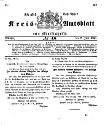 Königlich-bayerisches Kreis-Amtsblatt von Oberbayern (Münchner Intelligenzblatt) Dienstag 2. Juni 1863