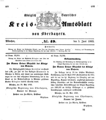 Königlich-bayerisches Kreis-Amtsblatt von Oberbayern (Münchner Intelligenzblatt) Freitag 5. Juni 1863