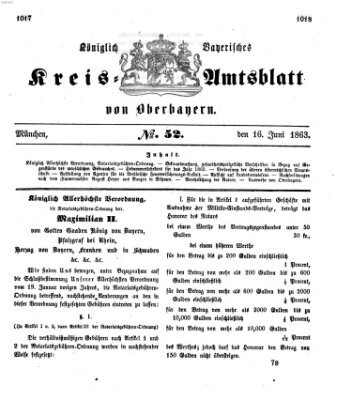 Königlich-bayerisches Kreis-Amtsblatt von Oberbayern (Münchner Intelligenzblatt) Dienstag 16. Juni 1863