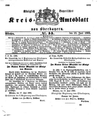 Königlich-bayerisches Kreis-Amtsblatt von Oberbayern (Münchner Intelligenzblatt) Dienstag 23. Juni 1863