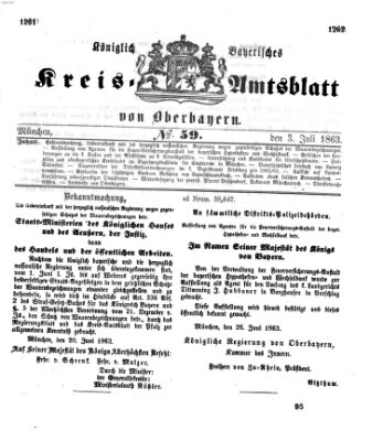 Königlich-bayerisches Kreis-Amtsblatt von Oberbayern (Münchner Intelligenzblatt) Freitag 3. Juli 1863