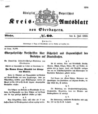 Königlich-bayerisches Kreis-Amtsblatt von Oberbayern (Münchner Intelligenzblatt) Samstag 4. Juli 1863