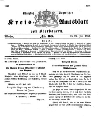 Königlich-bayerisches Kreis-Amtsblatt von Oberbayern (Münchner Intelligenzblatt) Freitag 24. Juli 1863