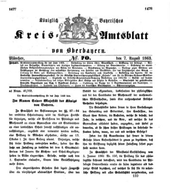 Königlich-bayerisches Kreis-Amtsblatt von Oberbayern (Münchner Intelligenzblatt) Freitag 7. August 1863