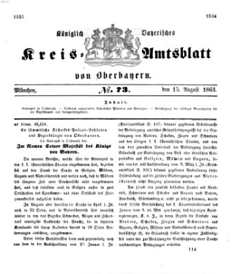 Königlich-bayerisches Kreis-Amtsblatt von Oberbayern (Münchner Intelligenzblatt) Samstag 15. August 1863