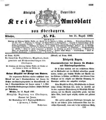 Königlich-bayerisches Kreis-Amtsblatt von Oberbayern (Münchner Intelligenzblatt) Freitag 21. August 1863