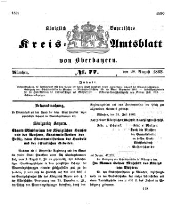 Königlich-bayerisches Kreis-Amtsblatt von Oberbayern (Münchner Intelligenzblatt) Freitag 28. August 1863