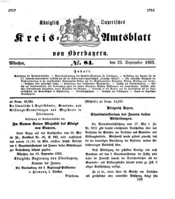 Königlich-bayerisches Kreis-Amtsblatt von Oberbayern (Münchner Intelligenzblatt) Dienstag 22. September 1863