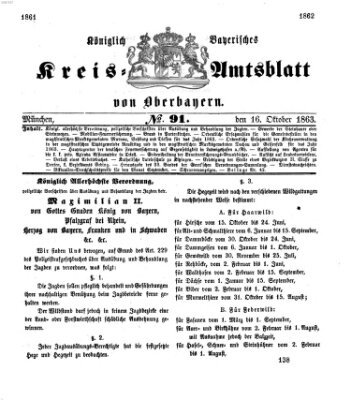 Königlich-bayerisches Kreis-Amtsblatt von Oberbayern (Münchner Intelligenzblatt) Freitag 16. Oktober 1863