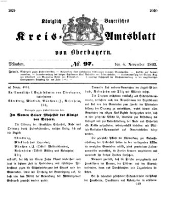 Königlich-bayerisches Kreis-Amtsblatt von Oberbayern (Münchner Intelligenzblatt) Mittwoch 4. November 1863