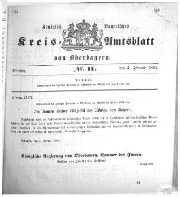 Königlich-bayerisches Kreis-Amtsblatt von Oberbayern (Münchner Intelligenzblatt) Donnerstag 4. Februar 1864