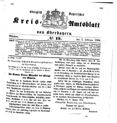 Königlich-bayerisches Kreis-Amtsblatt von Oberbayern (Münchner Intelligenzblatt) Freitag 5. Februar 1864