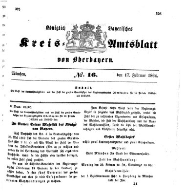 Königlich-bayerisches Kreis-Amtsblatt von Oberbayern (Münchner Intelligenzblatt) Mittwoch 17. Februar 1864