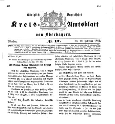 Königlich-bayerisches Kreis-Amtsblatt von Oberbayern (Münchner Intelligenzblatt) Freitag 19. Februar 1864