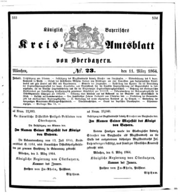 Königlich-bayerisches Kreis-Amtsblatt von Oberbayern (Münchner Intelligenzblatt) Freitag 11. März 1864