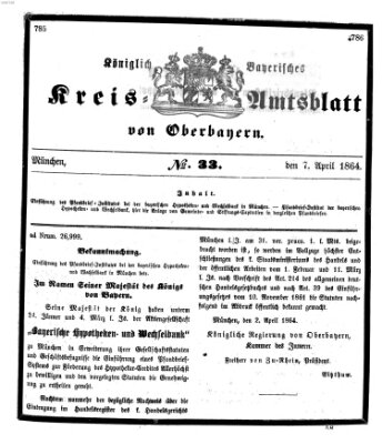 Königlich-bayerisches Kreis-Amtsblatt von Oberbayern (Münchner Intelligenzblatt) Donnerstag 7. April 1864