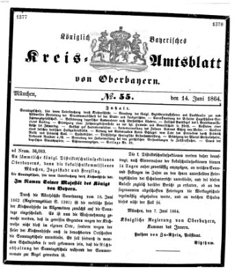 Königlich-bayerisches Kreis-Amtsblatt von Oberbayern (Münchner Intelligenzblatt) Dienstag 14. Juni 1864