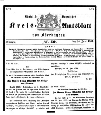 Königlich-bayerisches Kreis-Amtsblatt von Oberbayern (Münchner Intelligenzblatt) Freitag 24. Juni 1864