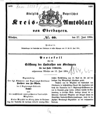 Königlich-bayerisches Kreis-Amtsblatt von Oberbayern (Münchner Intelligenzblatt) Montag 27. Juni 1864