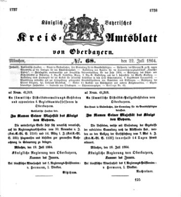 Königlich-bayerisches Kreis-Amtsblatt von Oberbayern (Münchner Intelligenzblatt) Freitag 22. Juli 1864