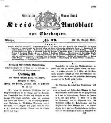 Königlich-bayerisches Kreis-Amtsblatt von Oberbayern (Münchner Intelligenzblatt) Freitag 26. August 1864