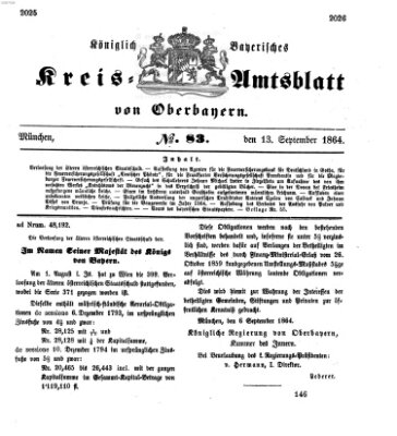 Königlich-bayerisches Kreis-Amtsblatt von Oberbayern (Münchner Intelligenzblatt) Dienstag 13. September 1864