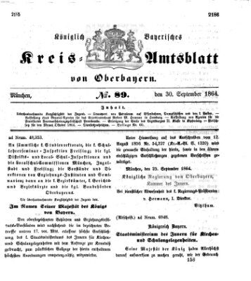 Königlich-bayerisches Kreis-Amtsblatt von Oberbayern (Münchner Intelligenzblatt) Freitag 30. September 1864