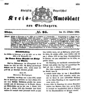 Königlich-bayerisches Kreis-Amtsblatt von Oberbayern (Münchner Intelligenzblatt) Dienstag 18. Oktober 1864