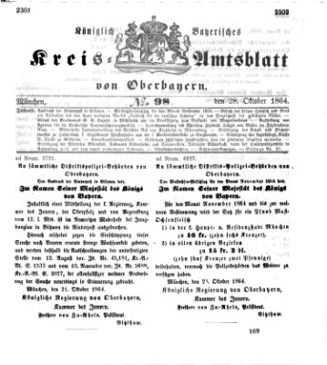 Königlich-bayerisches Kreis-Amtsblatt von Oberbayern (Münchner Intelligenzblatt) Freitag 28. Oktober 1864